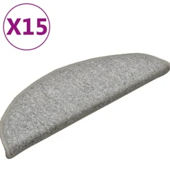 vidaXL Trappmattor 15 st 56x17x3 cm ljusgrå halvrunda