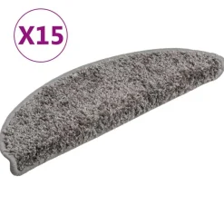 vidaXL Trappmattor 15 st 56x17x3 cm grå halvrunda