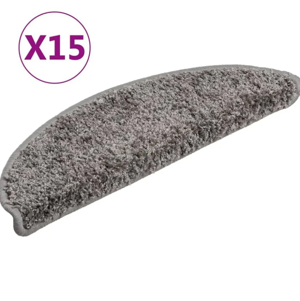 vidaXL Trappmattor 15 st 56x17x3 cm grå halvrunda