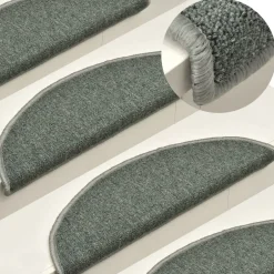 Best vidaXL Trappmattor 15 st 56x17x3 cm a halvrunda Mörkgrön
