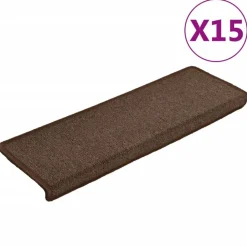 vidaXL Trappmattor 15 st 65x21x4 cm bruna rektangulära kanter