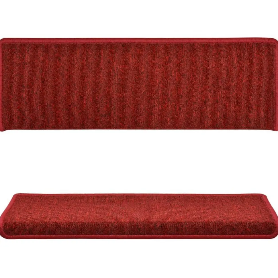 vidaXL Trappmattor 15 st 65x21x4 cm röd rektangulär kant