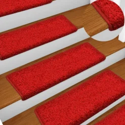 vidaXL Trappmattor 15 st 65x21x4 cm röda rektangulära kanter