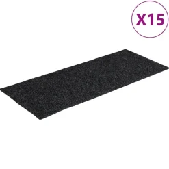 Best vidaXL Trappmattor självhäftande 15 st 60x25 cm rektangulära Mörkgrå