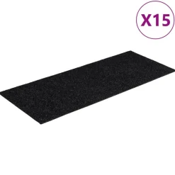 Best vidaXL Trappmattor självhäftande 15 st 60x25 cm a rektangulära Svart