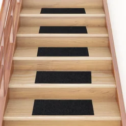 Best vidaXL Trappmattor självhäftande 15 st 60x25 cm a rektangulära Svart