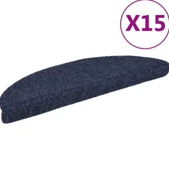 vidaXL Trappmattor självhäftande 15 st 56x17x3 cm blå halvrunda