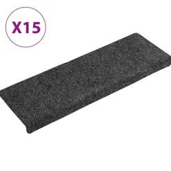 Best vidaXL Trappmattor självhäftande 15 st 65x21x4 cm rektangulär kant Mörkgrå