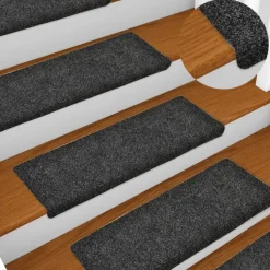 Best vidaXL Trappmattor självhäftande 15 st 65x21x4 cm rektangulär kant Mörkgrå