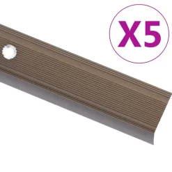 Hot vidaXL Trappnosar i L-form 5 st aluminium 90 cm Brun
