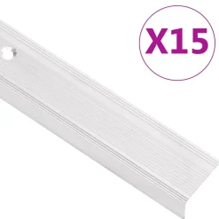 Outlet vidaXL Trappnäsor i L-form 15 st aluminium 90 cm Silver