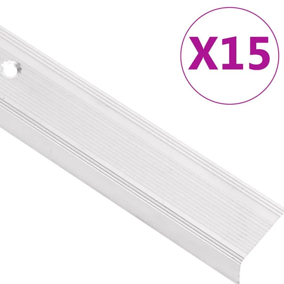 Outlet vidaXL Trappnäsor i L-form 15 st aluminium 90 cm Silver