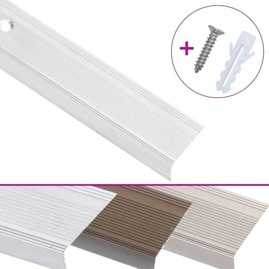 Outlet vidaXL Trappnäsor i L-form 15 st aluminium 90 cm Silver