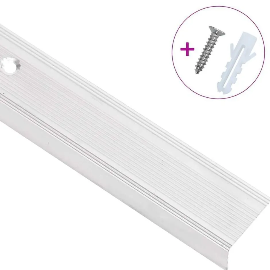 Outlet vidaXL Trappnäsor i L-form 15 st aluminium 90 cm Silver