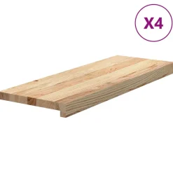 Clearance vidaXL Trappstegsmattor 4 pcs obehandlad 70x25x2 cm massiv ek Naturfärg