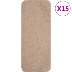 vidaXL Trappstegsmattor halkfri 15 st 60x25 cm beige rektangulär