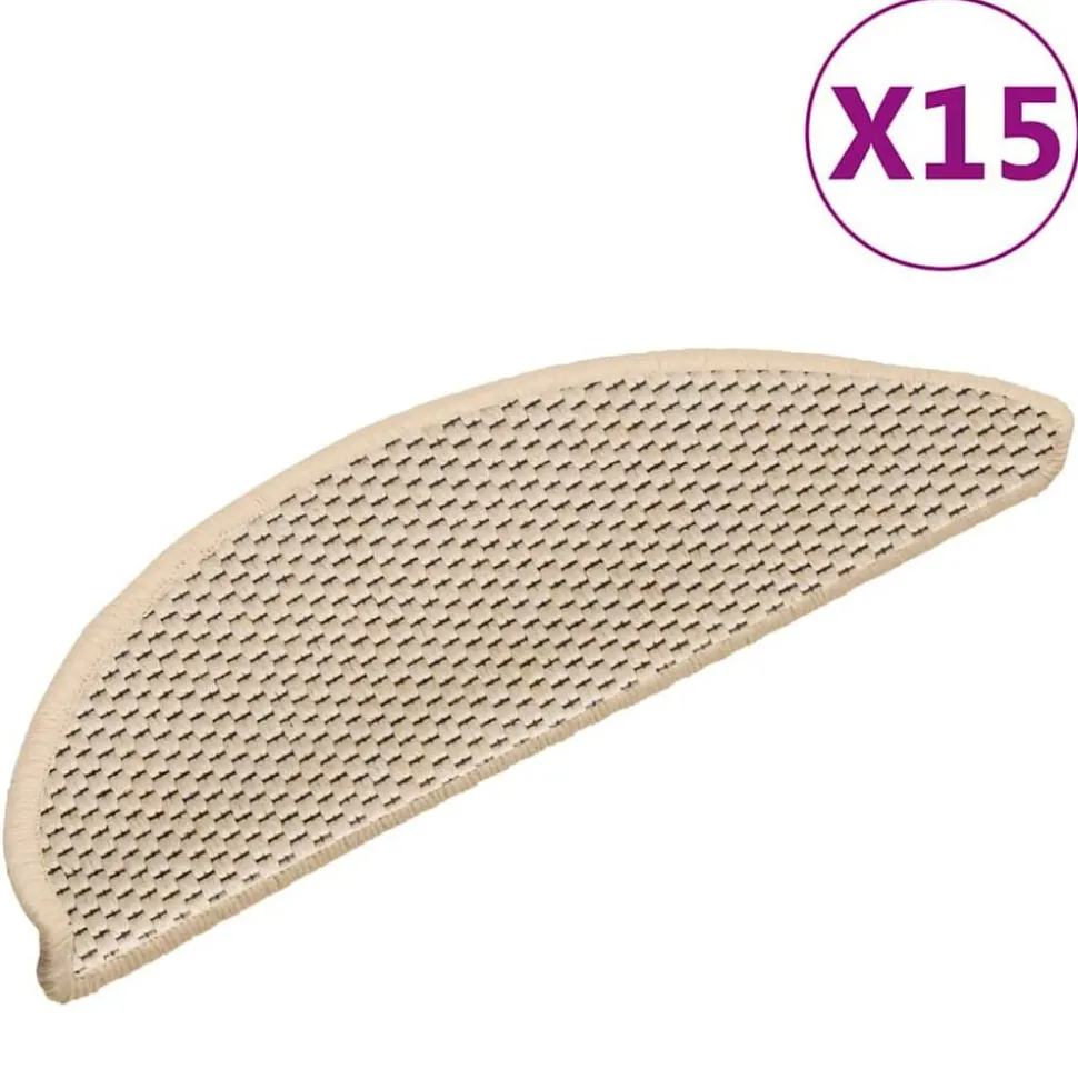 vidaXL Trappstegsmattor självhäftande sisal 15 st 56x17x3 cm berber