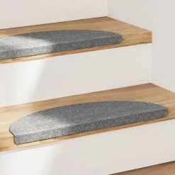 vidaXL Trappstegsmattor självhäftande 15 st 56x17x3 cm grå