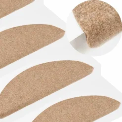 vidaXL Trappstegsmattor självhäftande 15 st 56x17x3 cm Beige
