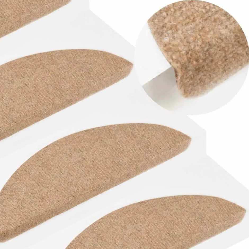 vidaXL Trappstegsmattor självhäftande 15 st 56x17x3 cm Beige
