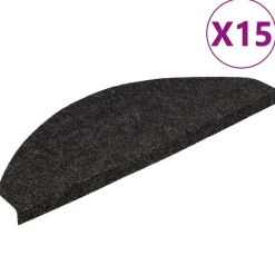 vidaXL Trappstegsmattor självhäftande 15 st 56x17x3 cm svart