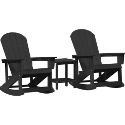Hot vidaXL Trädgård loungemöbler 3 pcs HDPE Svart