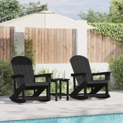 Hot vidaXL Trädgård loungemöbler 3 pcs HDPE Svart