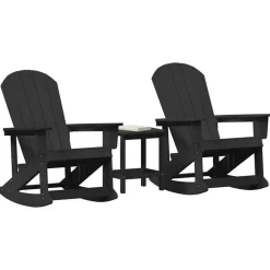 Hot vidaXL Trädgård loungemöbler 3 pcs HDPE Svart