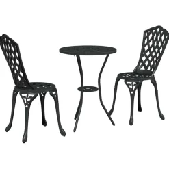 vidaXL Trädgårds Bistro Set 3 pcs Svart Aluminium