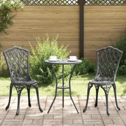 vidaXL Trädgårds Bistro Set 3 pcs Svart Aluminium