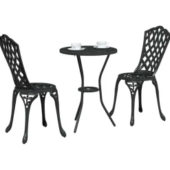 vidaXL Trädgårds Bistro Set 3 pcs Svart Aluminium