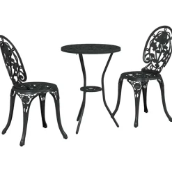 vidaXL Trädgårds Bistro Set 3 pcs Svart Aluminium