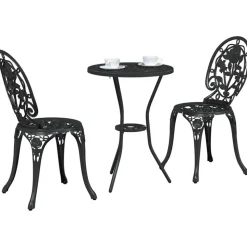 vidaXL Trädgårds Bistro Set 3 pcs Svart Aluminium