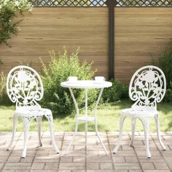 vidaXL Trädgårds Bistro Set 3 pcs Vit Aluminium