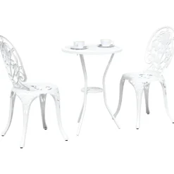 vidaXL Trädgårds Bistro Set 3 pcs Vit Aluminium