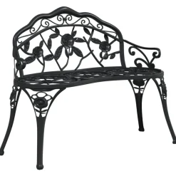 Sale vidaXL Trädgårdsbänk 100 cm gjuten aluminium Svart