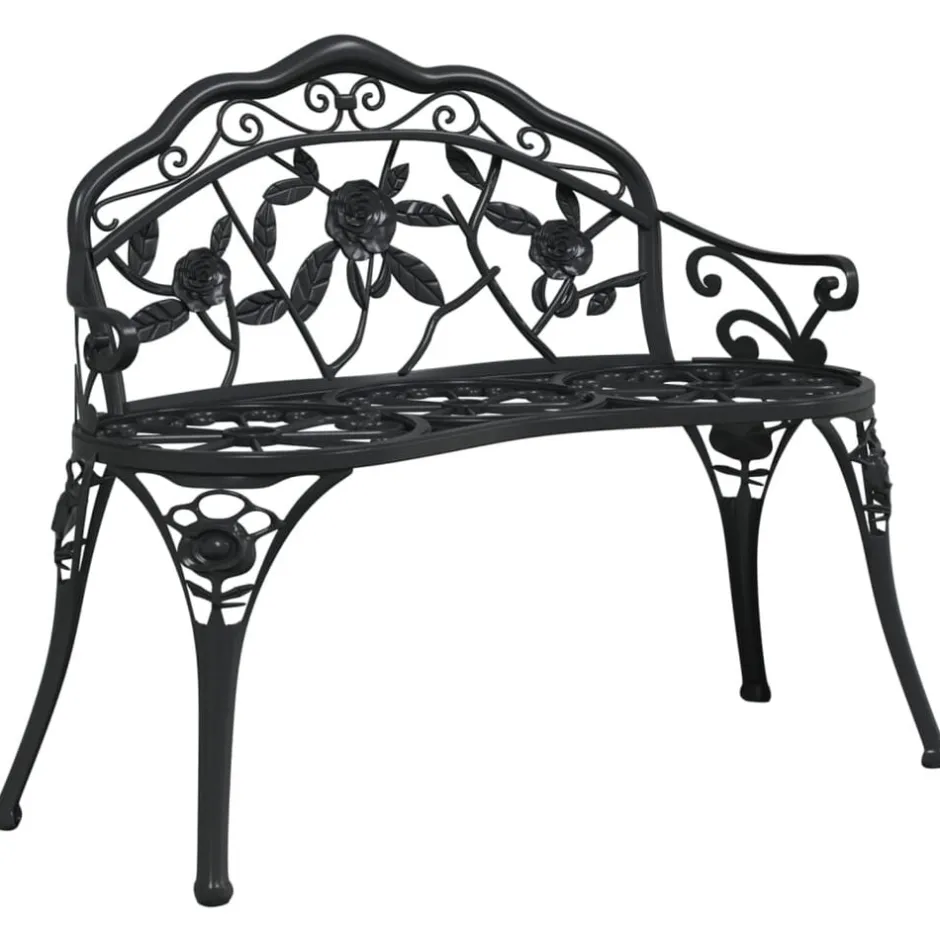 Sale vidaXL Trädgårdsbänk 100 cm gjuten aluminium Svart