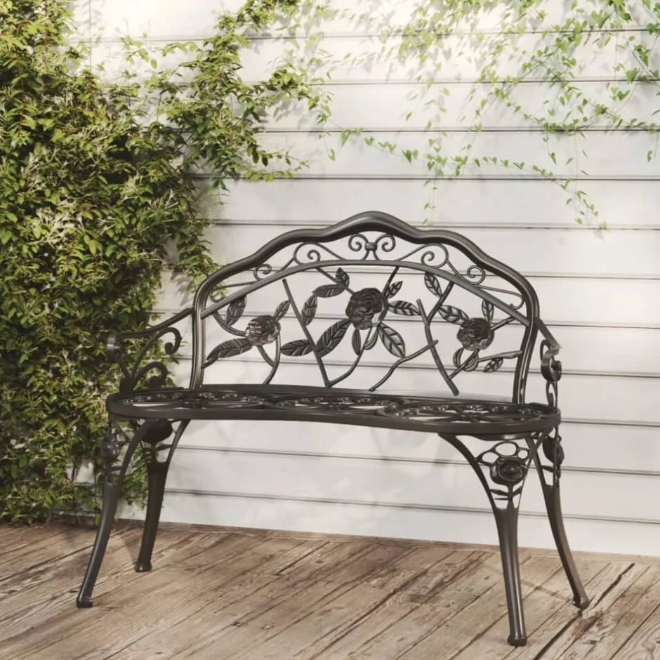 Sale vidaXL Trädgårdsbänk 100 cm gjuten aluminium Svart