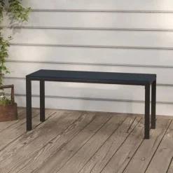 Online vidaXL Trädgårdsbänk 110 cm stål och WPC Svart