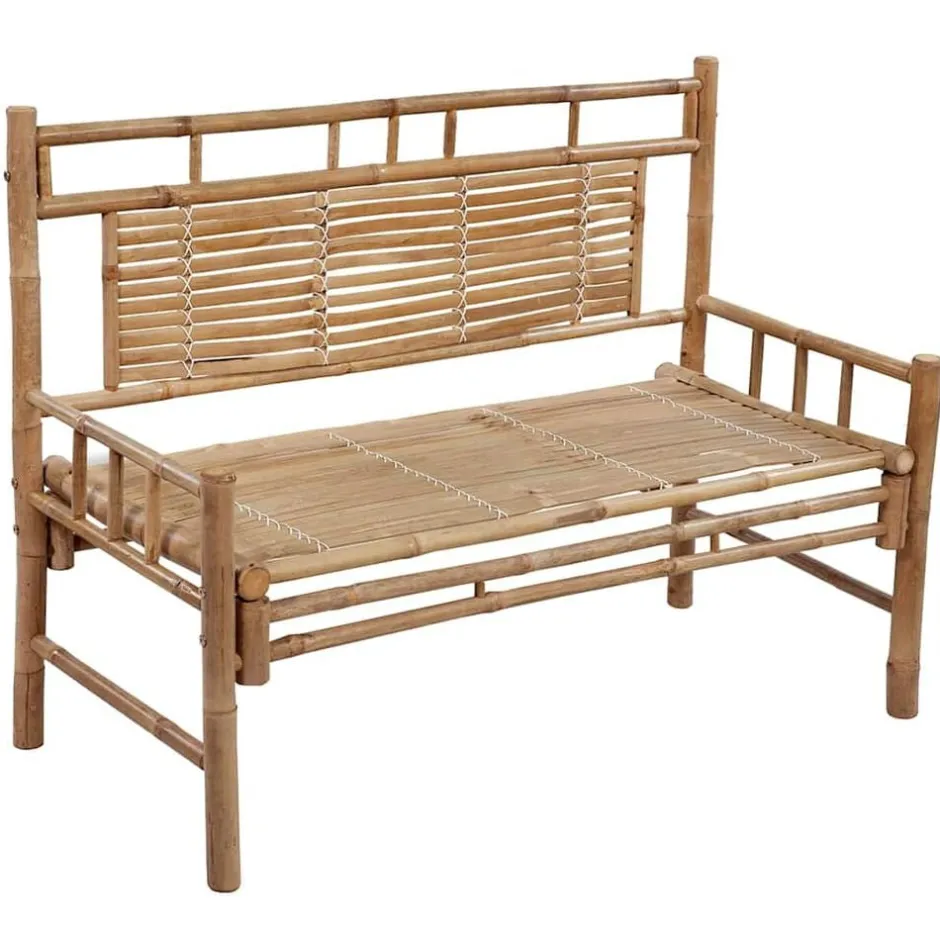 vidaXL Trädgårdsbänk med dyna 120 cm bambu Beige