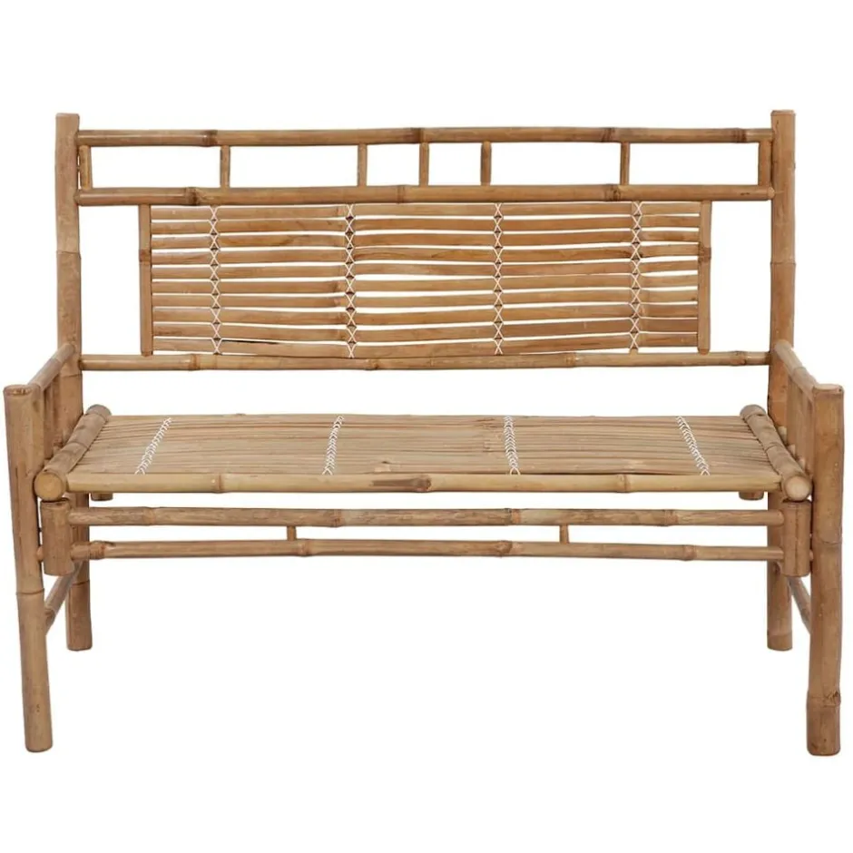 vidaXL Trädgårdsbänk med dyna 120 cm bambu Beige