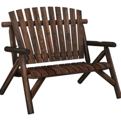 Online vidaXL Trädgårdsbänk 2-sits 119x85x98 cm massivt granträ Mörkbrun