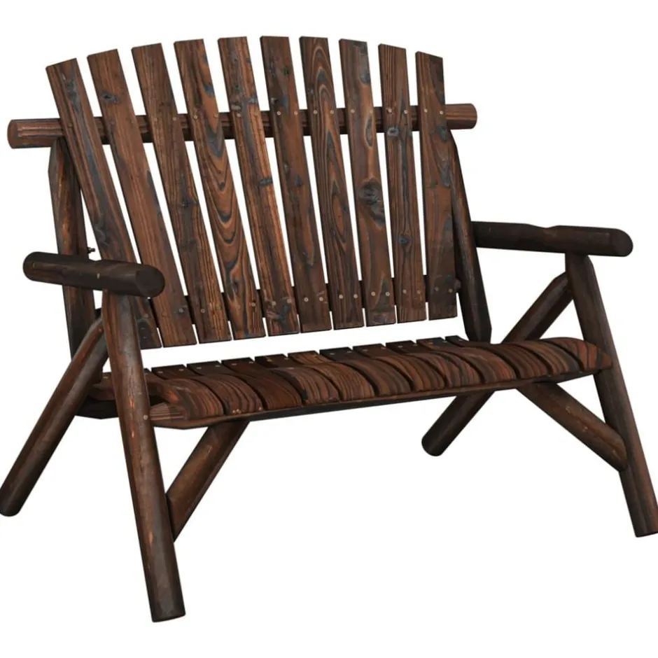 Online vidaXL Trädgårdsbänk 2-sits 119x85x98 cm massivt granträ Mörkbrun