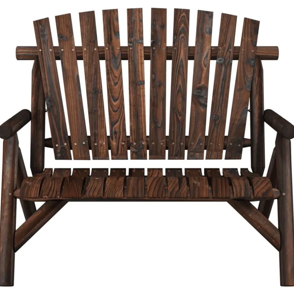 Online vidaXL Trädgårdsbänk 2-sits 119x85x98 cm massivt granträ Mörkbrun