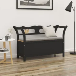 vidaXL Trädgårdsbänk svart 107x45x75,5 cm massivt granträ
