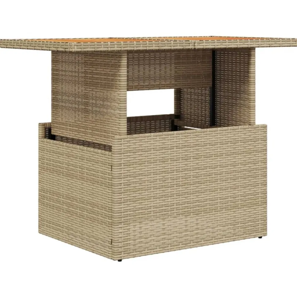 vidaXL Trädgårdsbord beige 100x55x73 cm konstrotting och akaciaträ