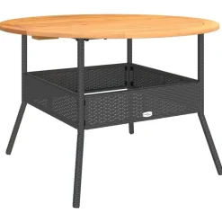 Clearance vidaXL Trädgårdsbord med akaciaträ Ø110x71 cm konstrotting Svart