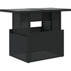 vidaXL Trädgårdsbord med glasskiva svart 100x55x73 cm konstrotting