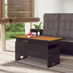 vidaXL Trädgårdsbord svart 100x50x43/63 cm akaciaträ&konstrotting
