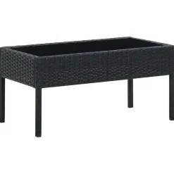 vidaXL Trädgårdsbord svart 75x40x37 cm konstrotting